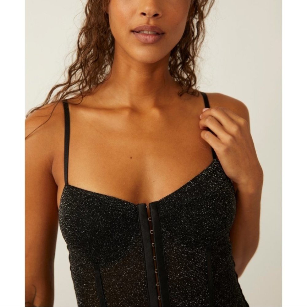Free People Black Shimmer Night Rhythm Sexy & Sultry Bodysuit!! - Picture 11 of 16